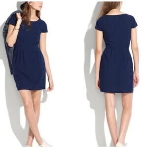 Madewell Cap Sleeve Navy Waisted Defined Mini Dress with Pockets US Womens 0